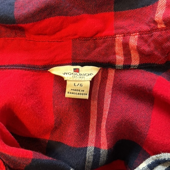 Woolrich Super Soft Red Blue Fall Winter Flannel Large - Picture 5 of 6